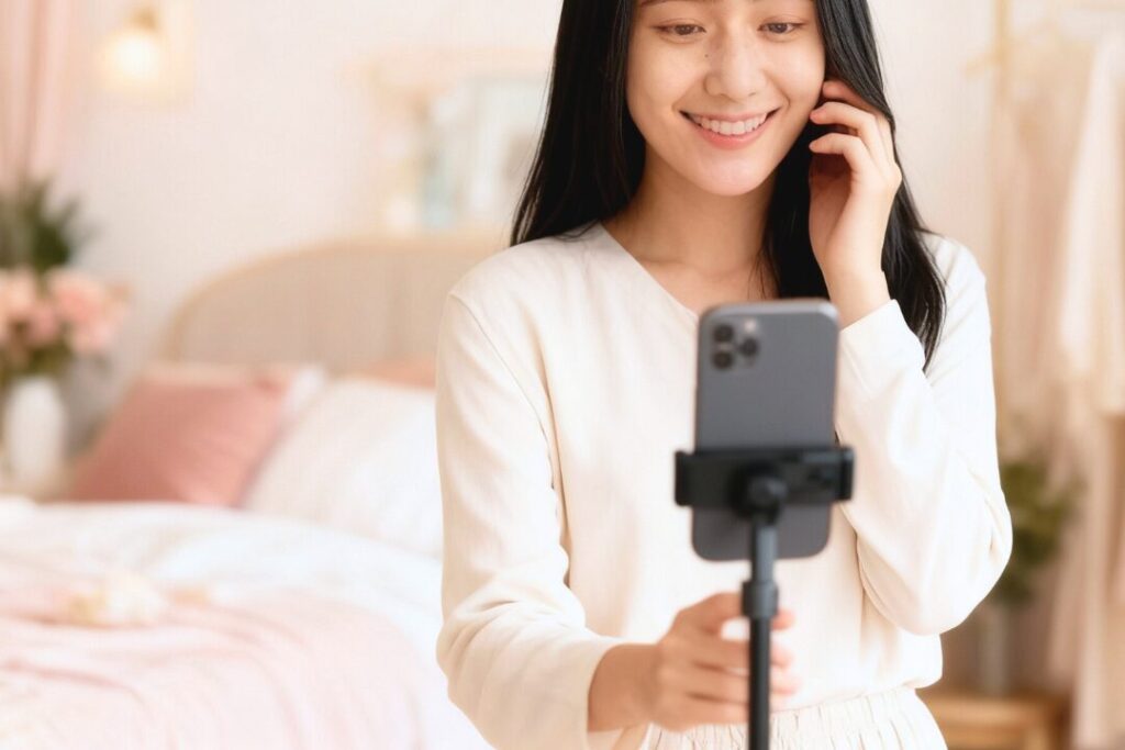 在宅配信するチャットレディ